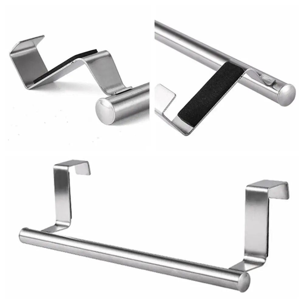Towel Rack Over Door Towel Bar Hanging Holder Stainless Steel Bathroom Kitchen Cabinet Rag Rack Shelf Hanger