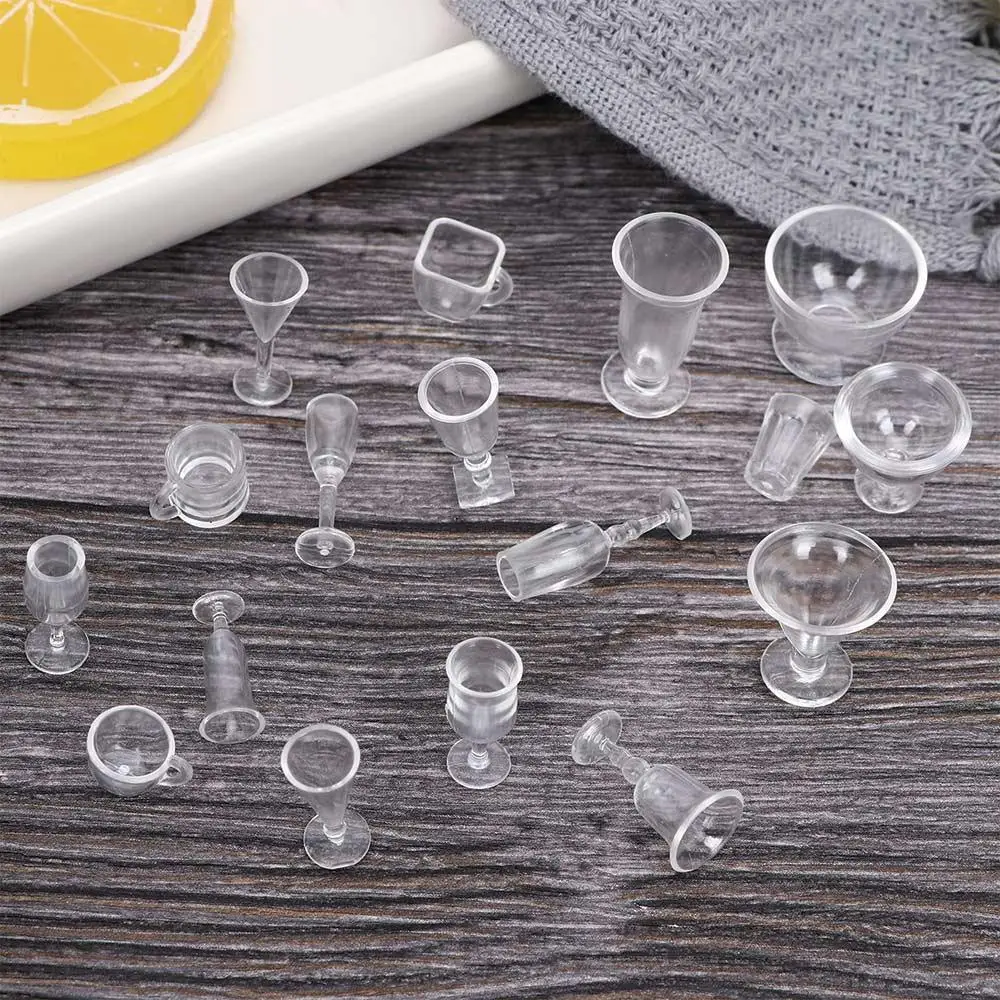 Miniatures Transparent Goblets Tableware Dollhouse Plate Dish Mini Cups Decor 5