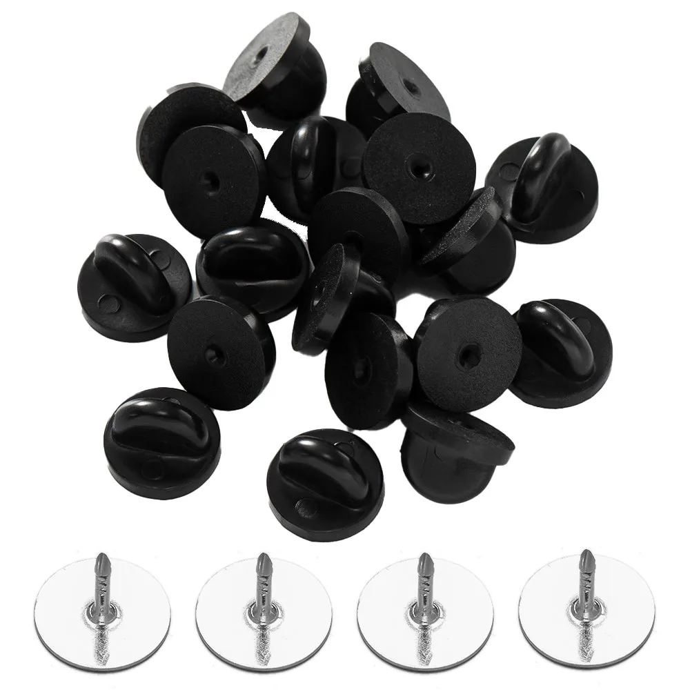 50pcs PVC Rubber Pin Backs Butterfly Clutch Tie Tack Lapel Holder Clasp Pin Cap Keepers Uniform Badges Replacements