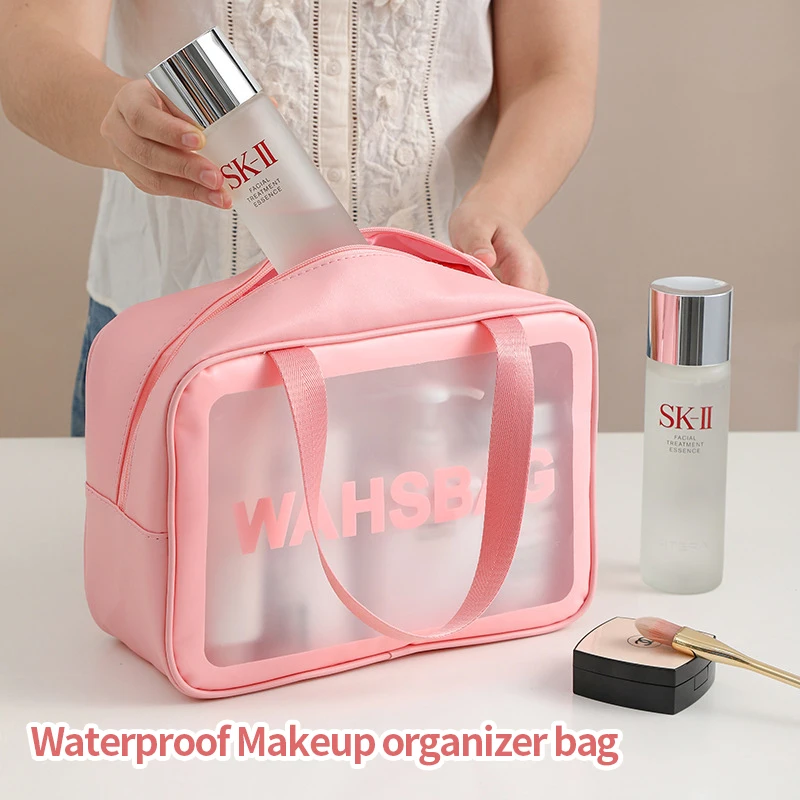 Cosmetic Bag Waterproof Portable Large Capacity Pu Transparent Wash Travel Storage
