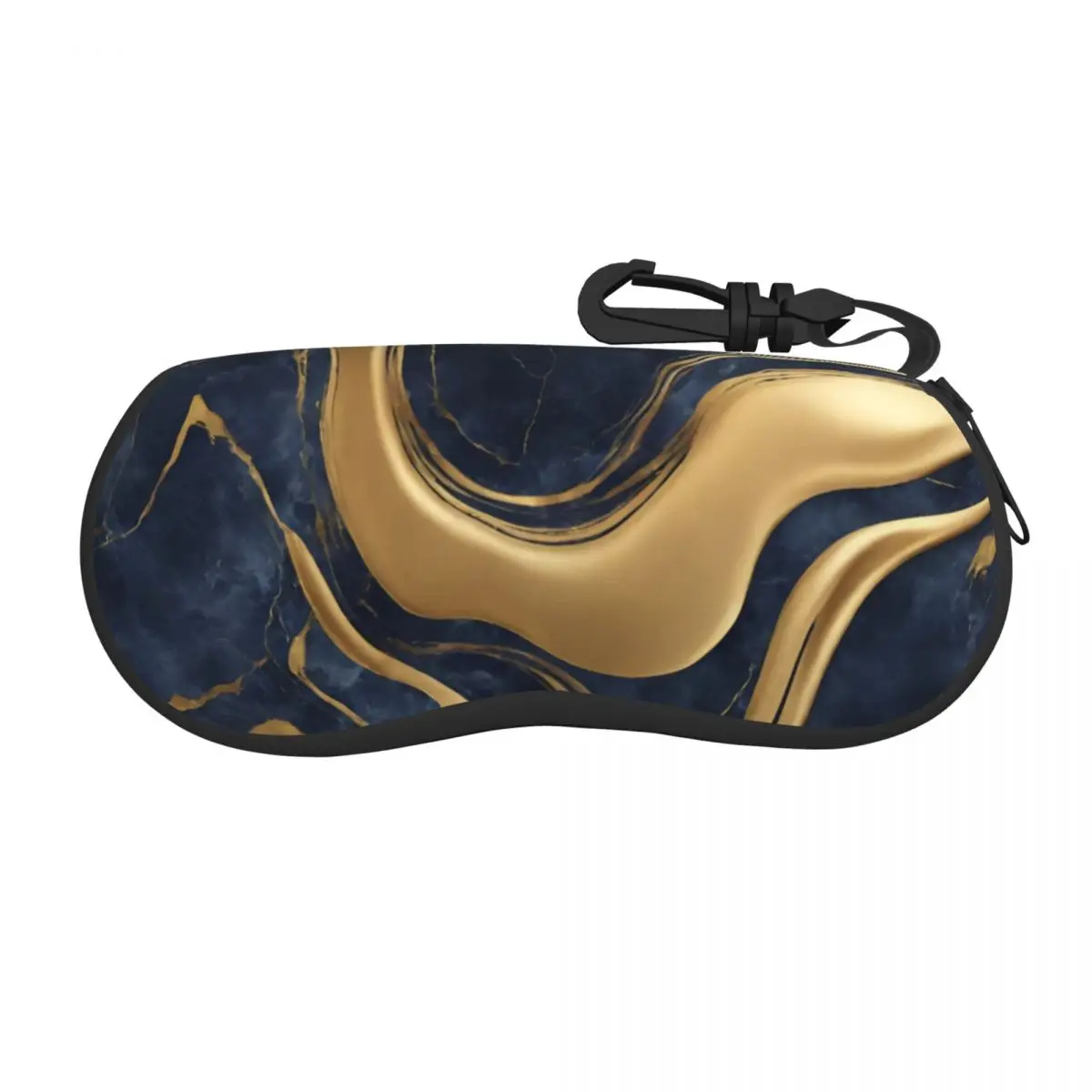 

Custom Modern Minimalist Blue Gold Marble Swirls Shell Glasses Case Unisex Travel Eyeglasses Case Sunglasses Protector Box