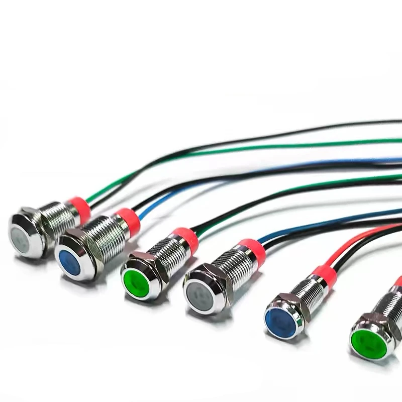 6mm 8mm 10mm 12mm LED 금속 표시등 방수 신호등 (전선 포함) 3V 5V 6V 12V 24V 220v 빨강 노랑 파랑 초록 흰색