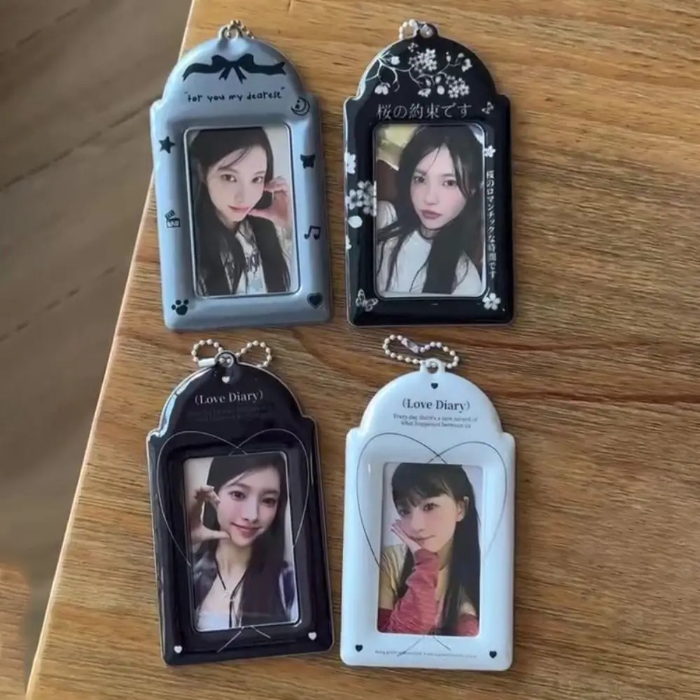 INS 스타일 다기능 K팝 포토카드 홀더 PVC 키체인 포함 3인치 미니 포토..