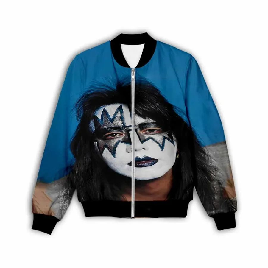 New Fashion Women/Men's 3D Print  Ace Frehley   Zipper Bomber Jackets Men Overcoat Mens Coat Zip Up Jackets    C1 2