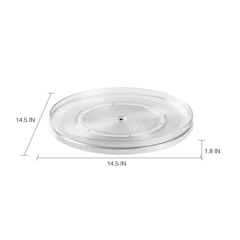 

Spice Organizer Lazy Susan, 14", Clear Plastic Material for use in Kitchen, Pantry, Cabinets, Countertops, Bath, and Office