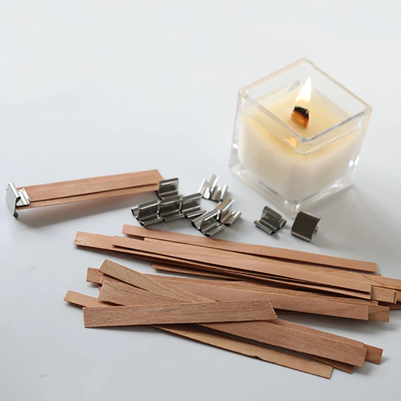 50pcs 513cm Wooden Candles Wick With Sustainer Tab Candle Wick Core