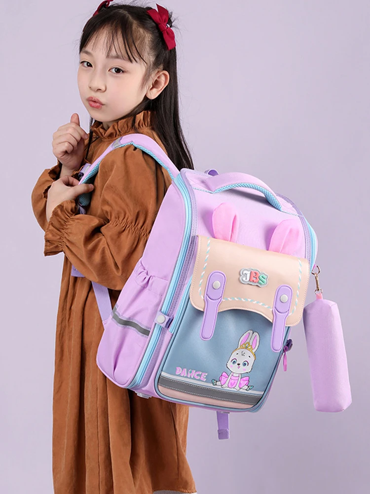 Backpack 2pcs Set with Pencil Case, Dancing Rabbit Girl, Space Bear Elementary School Bookbag Boy Lightweight Casual Daypack