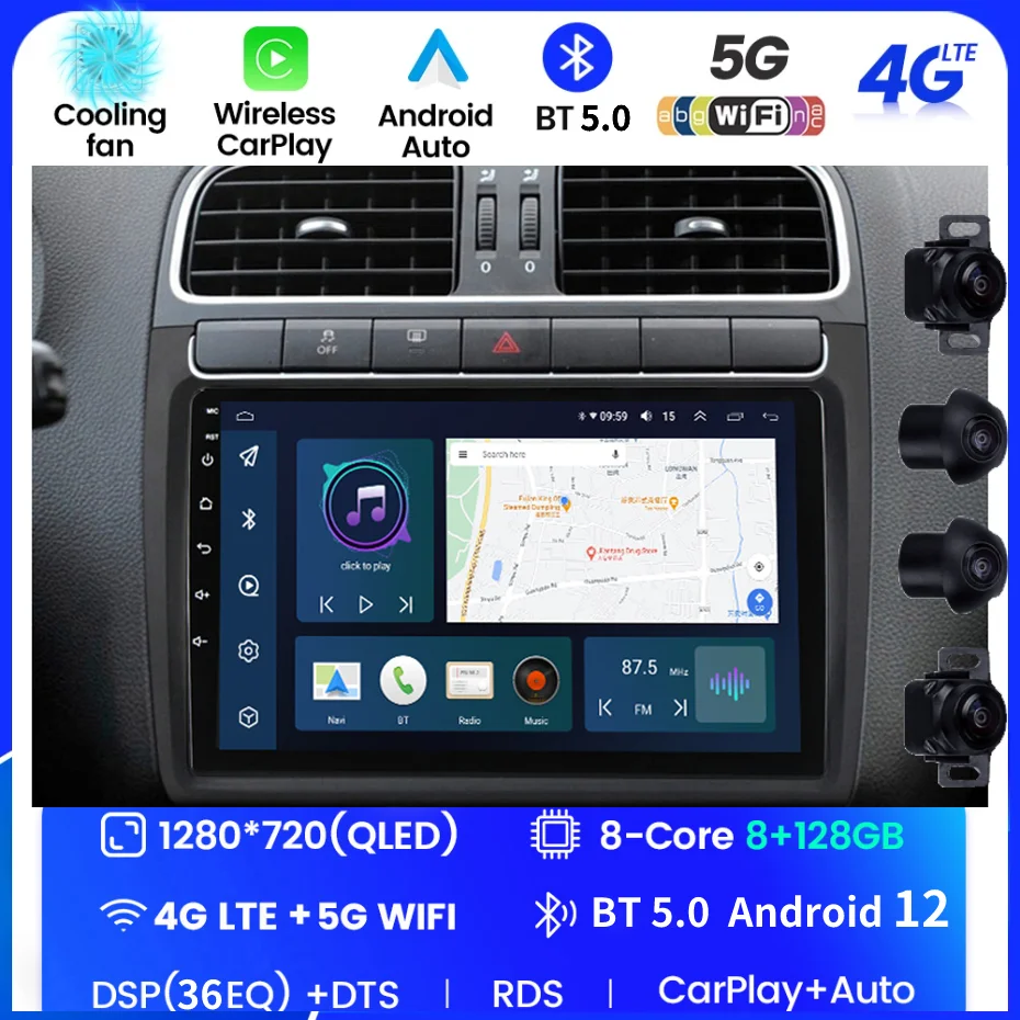 Per Volkswagen VW Polo 5 2008 2009 2010-2020 autoradio Multimedia lettore  Video navigazione GPS Android 2din supporto schermo diviso - AliExpress