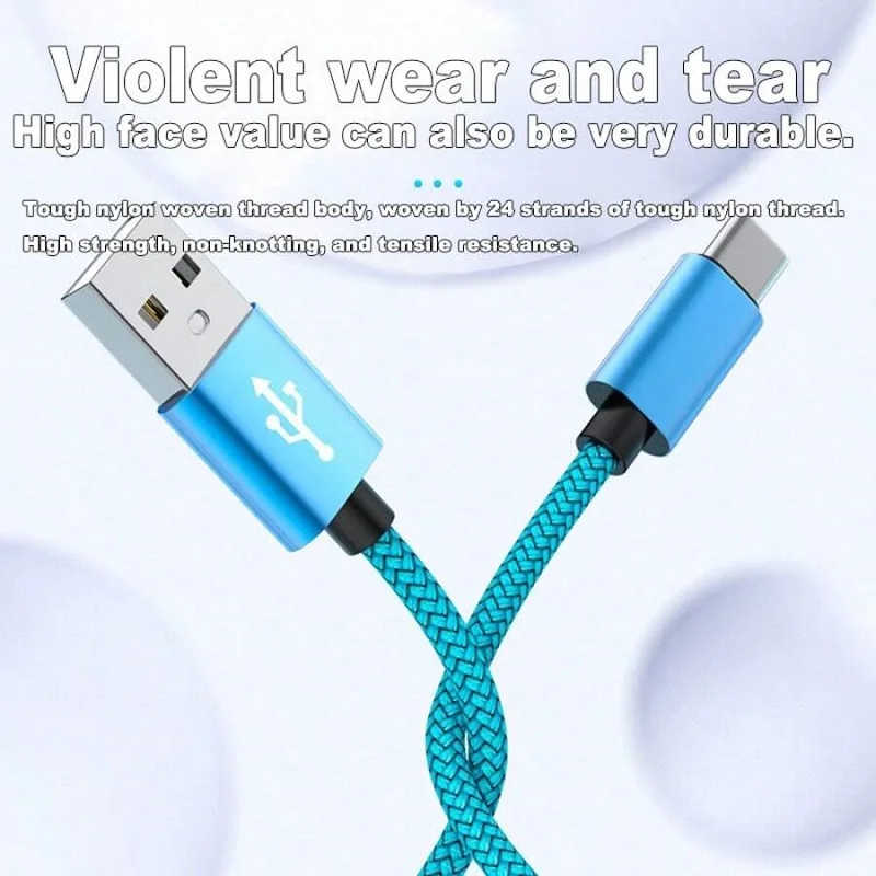 1개 3개 5개 10개 나일론 데이터 케이블 고속 충전기 USB A to 타입 C 충전 케이블 화웨이 삼성 안드로이드 폰용 타입C 충전