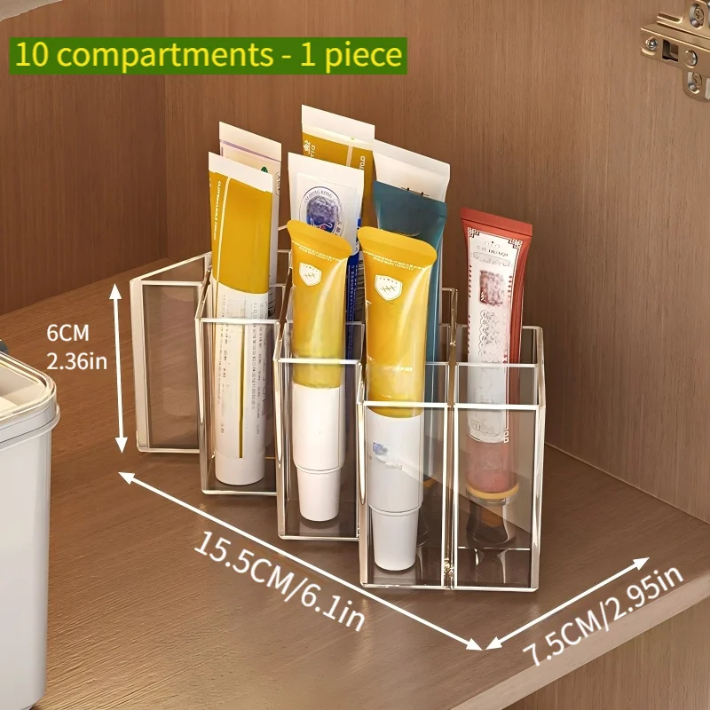 Transparent Plastic Medicine & Ointment Organizer Box with Multi-Compartment Storage - Cabinet Shelf, Tube Holder for creams