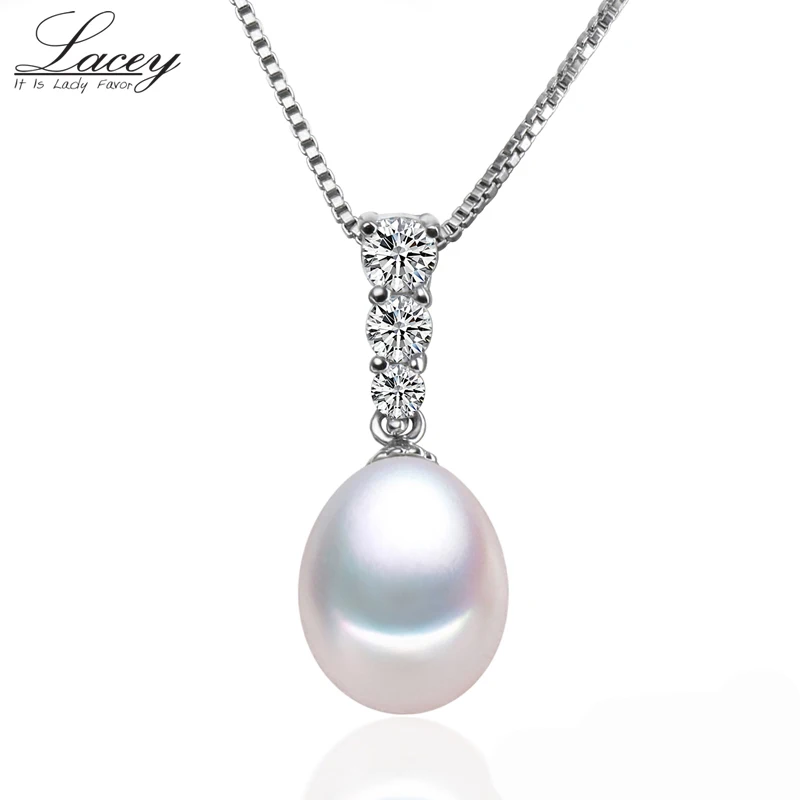 Pendant Necklace White Natural Freshwater Pearl Pendant 925 Sterling Silver for Women