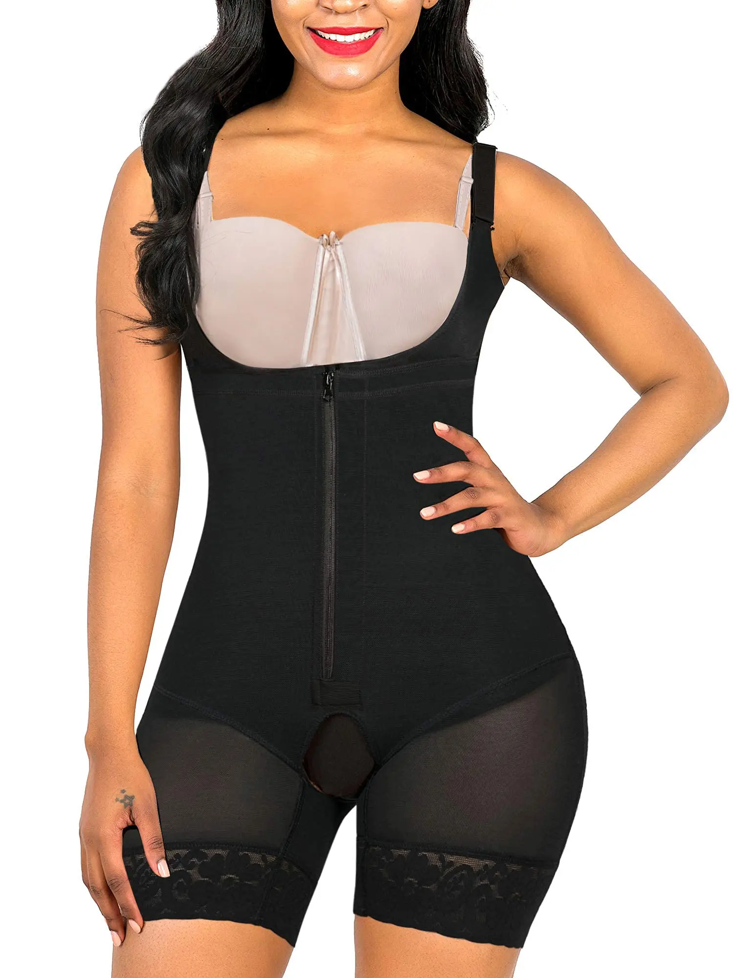 colombianas fajas Shapewear Zip Waist Lace Slimming Shaper Corset Control Butt Lifter Strap Body Shaper Underwear Bodysuit Women spanx underwear