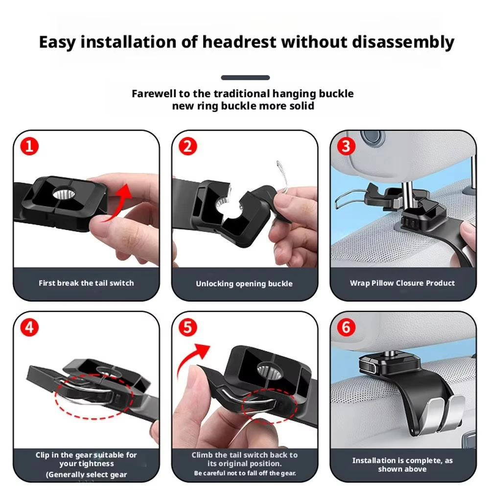Universal Foldable Car Headrest Hook - Durable and Space-Saving Rear Seat Organizer