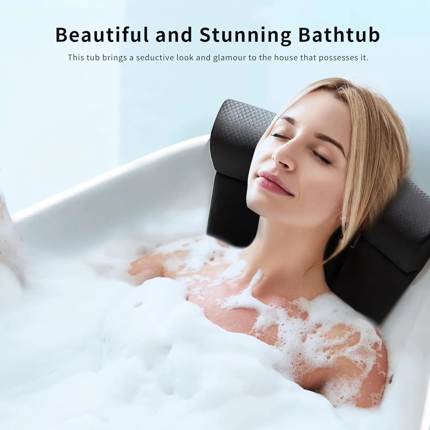 59 Inch Freestanding Whirlpool Bathtub with Hydromassage Adjustable Water Jets Luxury Acrylic Massage SPA Soaking Bath Tub 6