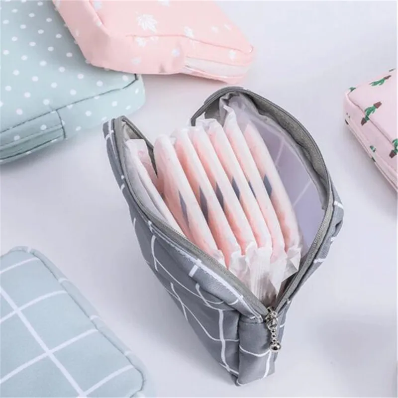 Women Sanitary Napkin Tampon Storage Bag Cute Sanitary Pad Pouches Portable Makeup Lipstick Key Earphone Data Cables Organizer 4