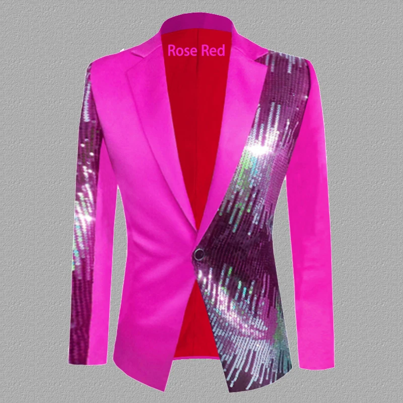 Navy Blue/Royal Fashion Sequin Performance Jackets for Men Eight Color Nightclub Stage Singer Casual Blaser Masculino
