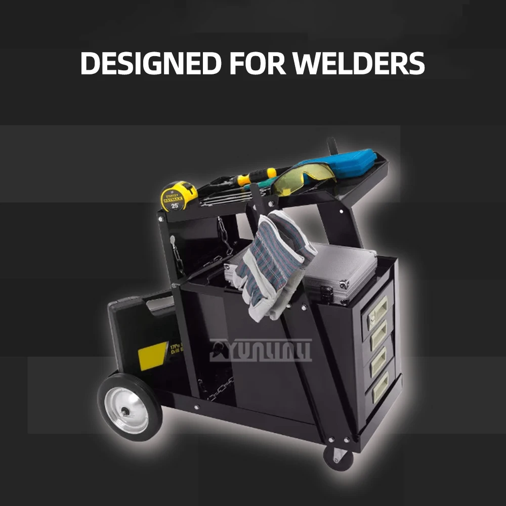 Welding Trolley Cart Mobile Welding Machine Tool Cart Four-layer Drawer with Handle