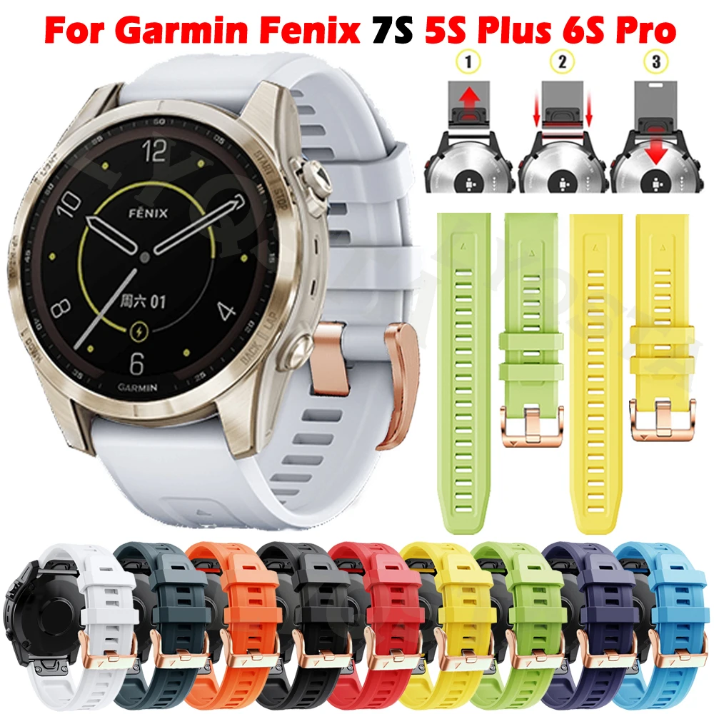 

20mm Silicone Watch Strap For Garmin Fenix 7S Solar 6S Pro 5S Plus/Instinct 2S Band QuickFit Bracelet Watchband Accessories