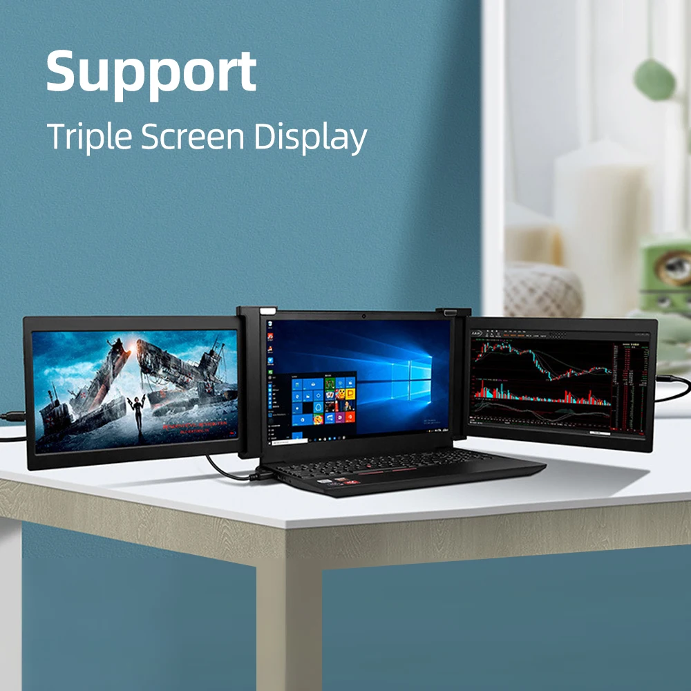 15 inch Portable Monitor Triple-screen Monitor 1920*1080 Easy Installation  Expansion Screen Monitor for 11.9-17 inch Laptop - AliExpress