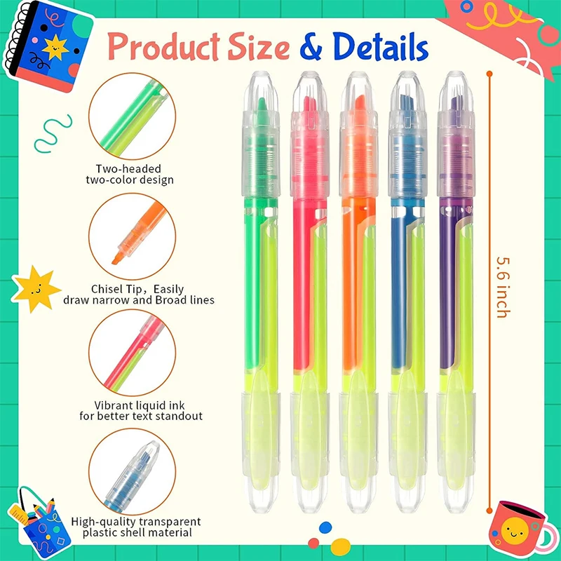 

Double-headed Highlighter Color Straight Liquid Marker Pen Hand Account This Student Stationery