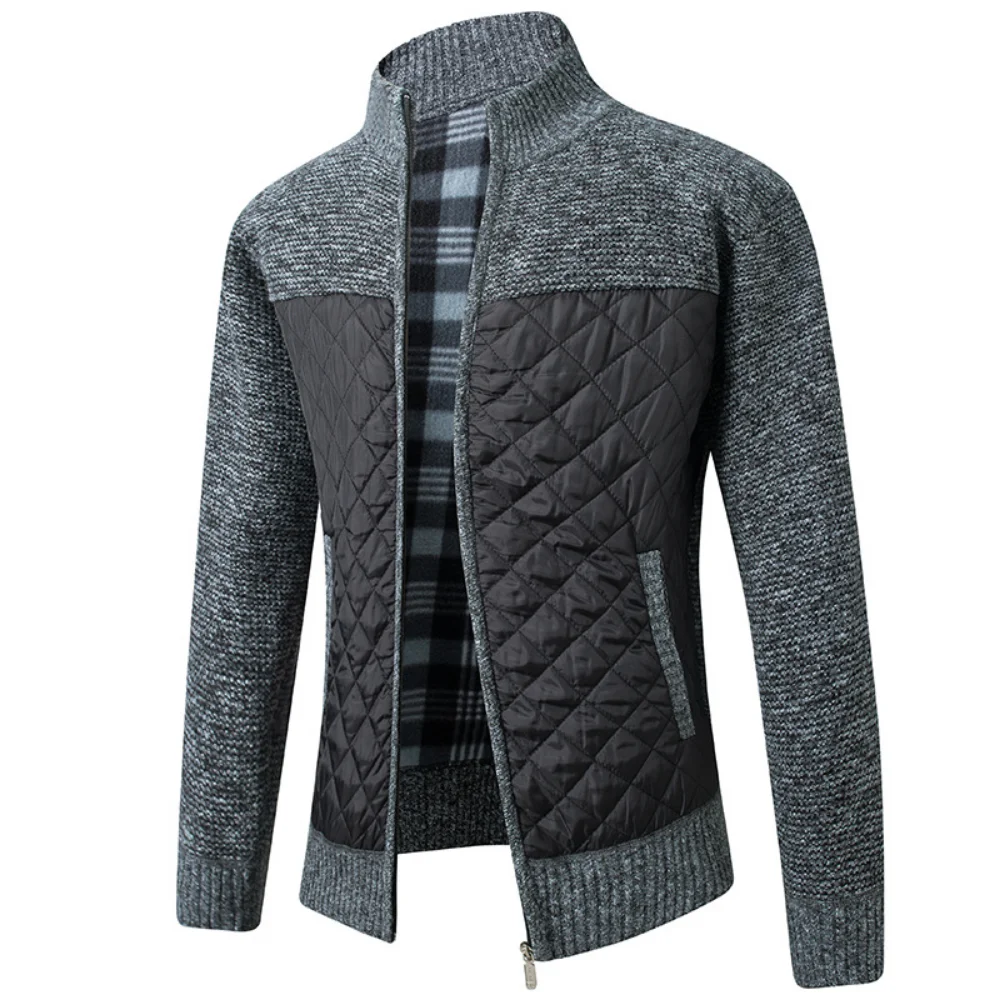 2023 Autumn Winter New Mens Jacket Slim Fit Stand Collar Zipper Jacket Men Solid Thick Warm Jacket Men Sweater