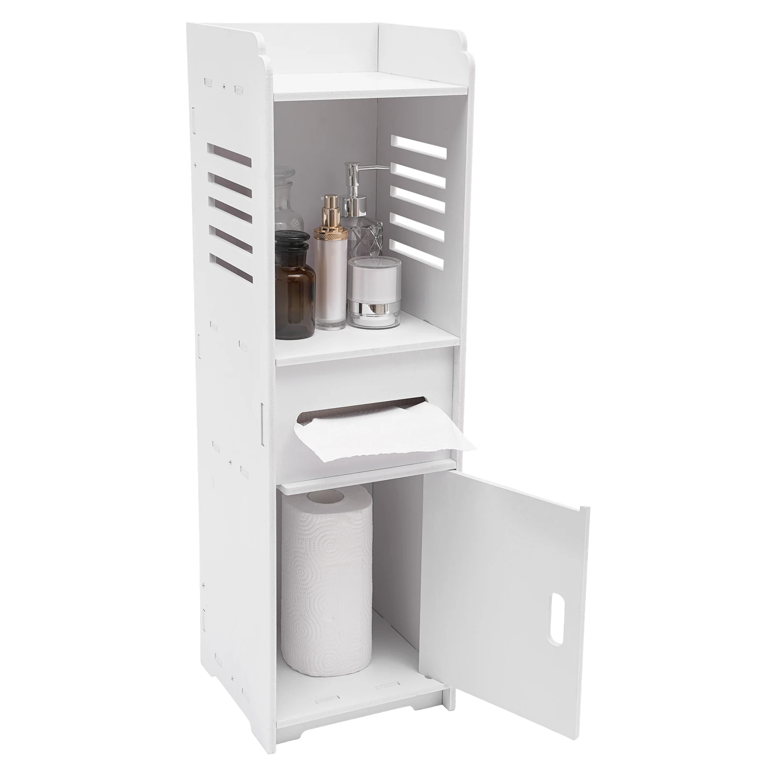 Badezimmer-Aufbewahrungsschrank, 80 x 24 x 24 cm, gestreiftes Design, Toilettenpapierhalter, Ständer, Toilettenschrank für Badezimmer, Küche, Toilette usw – Detail 11