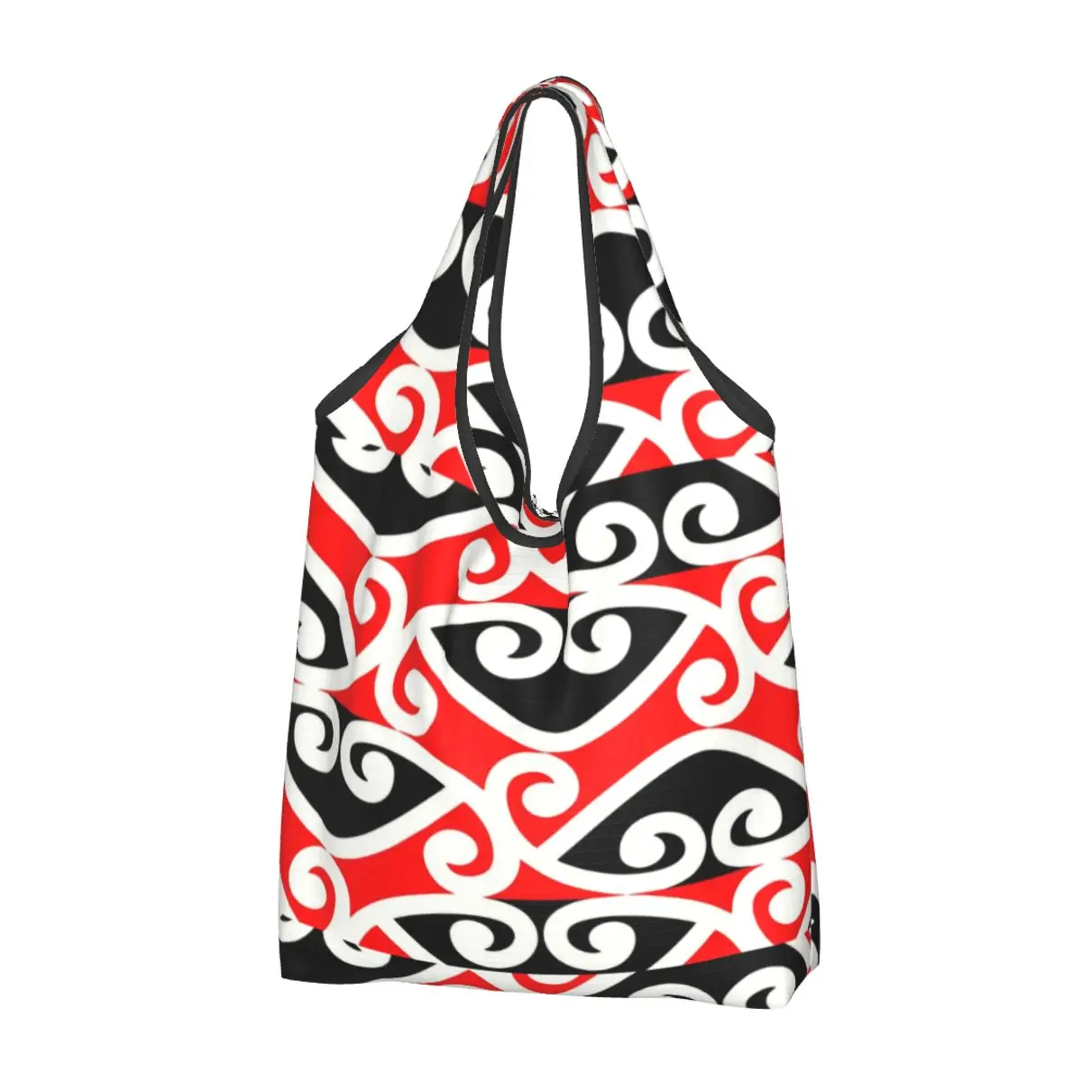 

Fashion Printing Maori Koru Kowhaiwhai Print Tote Shopping Bag Portable Shopper Shoulder New Zealand Tribal Art Handbag