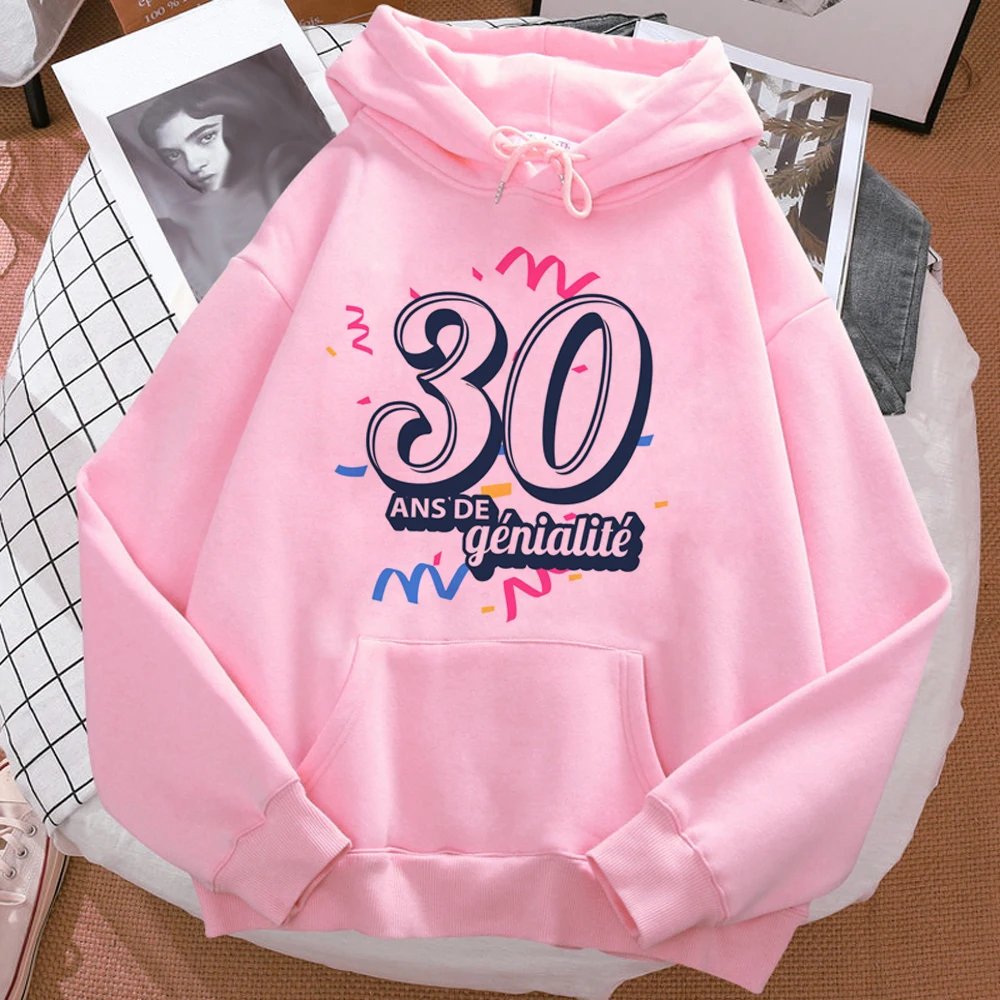 

30 Ans Years Birthday hoodies women harajuku vintage long sleeve top Hood hoddies women vintage Hooded Shirt