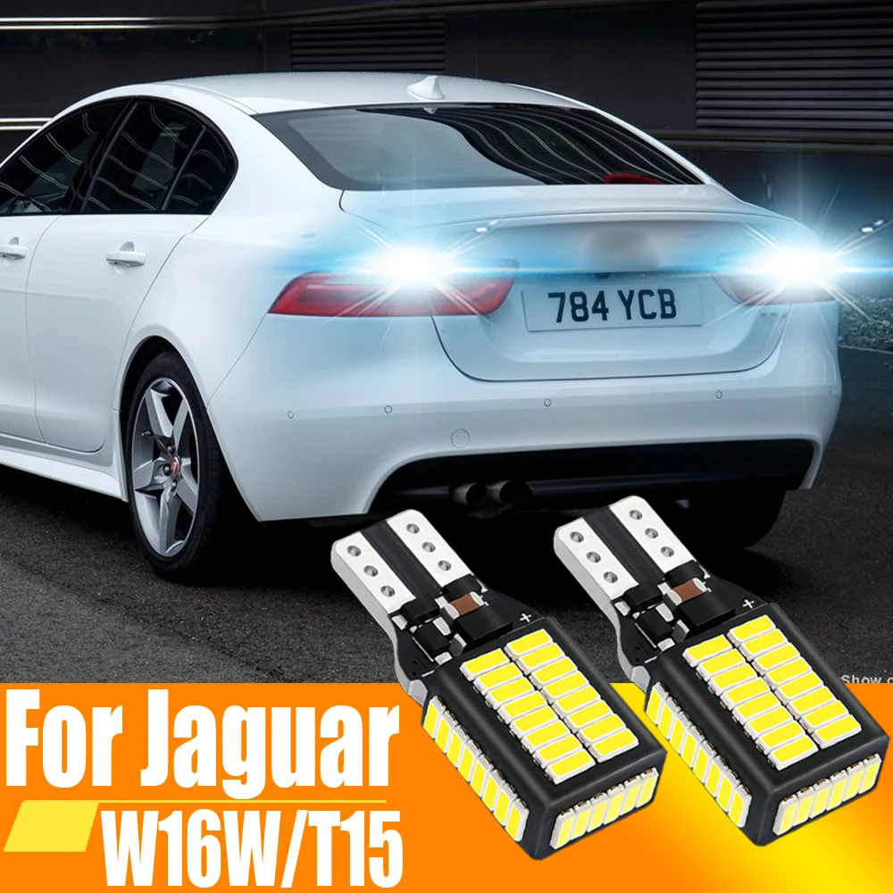 재규어 XF XE용 LED 캔버스 역방향 전구, W16W T15 921 912, 흰색 6000k DC 12v 백업 램프, 자동차 모토 다이오드, 2 개
