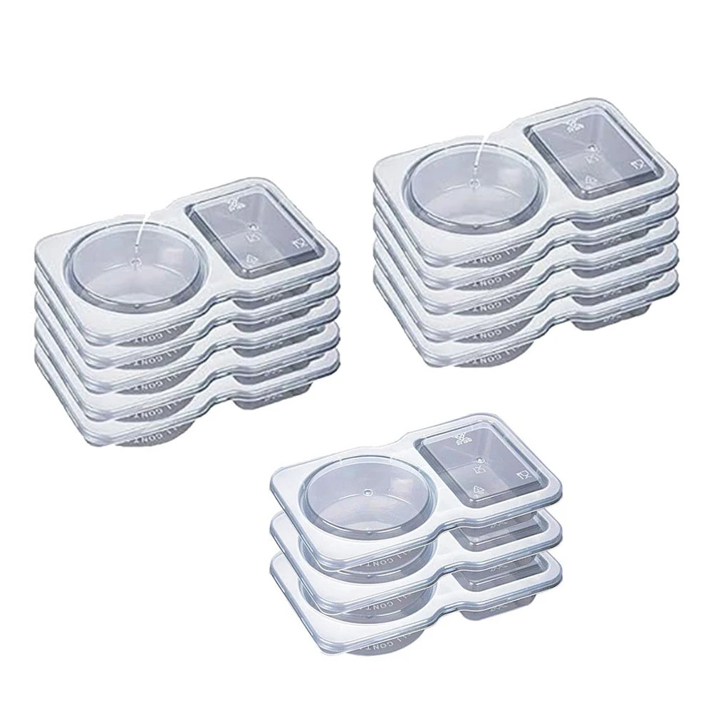 Disposable Seasoning Container with Lid Transparent Condiment Container Double Compartment Clear Seasoning Box for To-Go Sauces