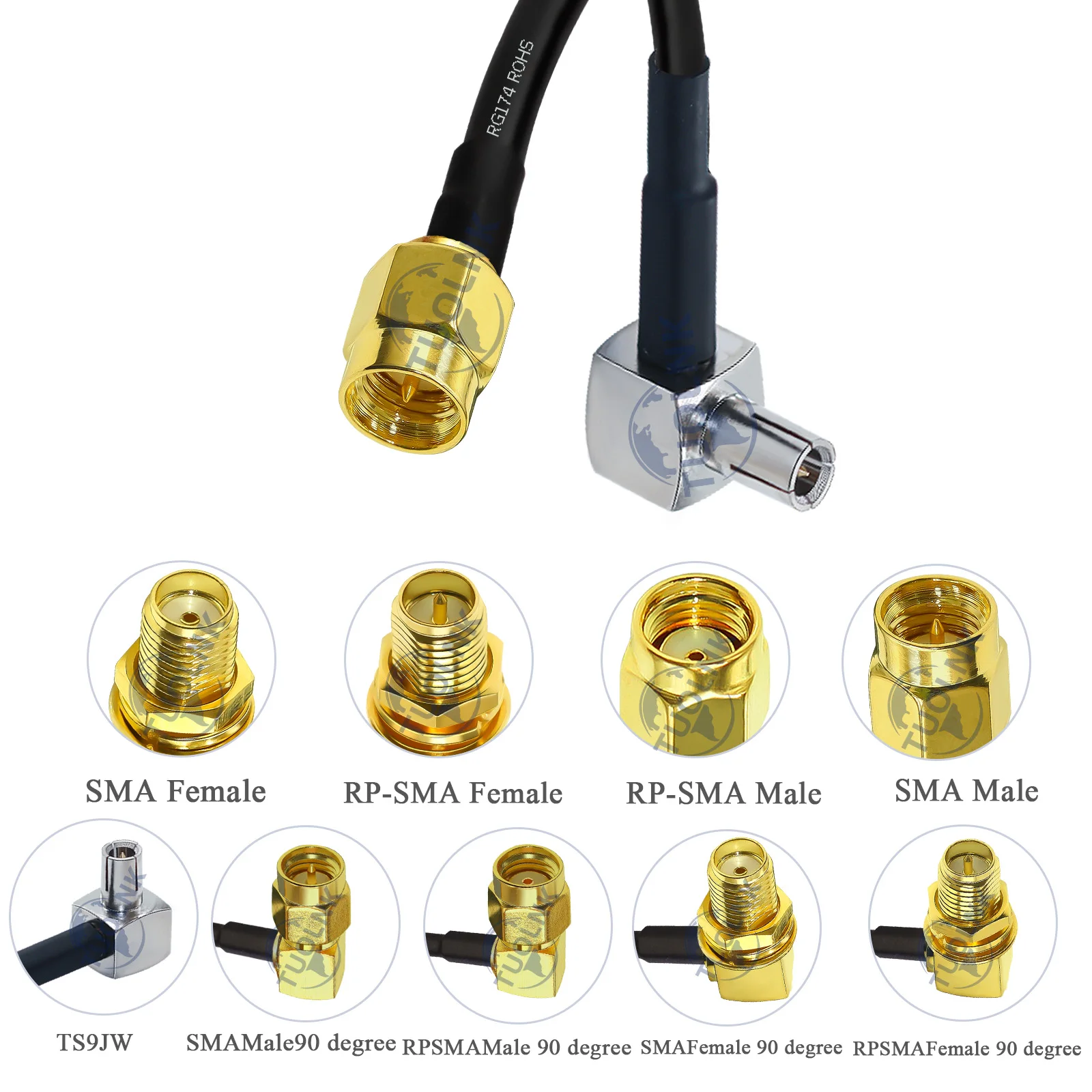 Cavo coassiale da SMA a TS9 RG174 SMA femmina a TS9 cavo Antenna esterno a 90 gradi per Router MiFi Modem USB Dongle Hotspot MiFi