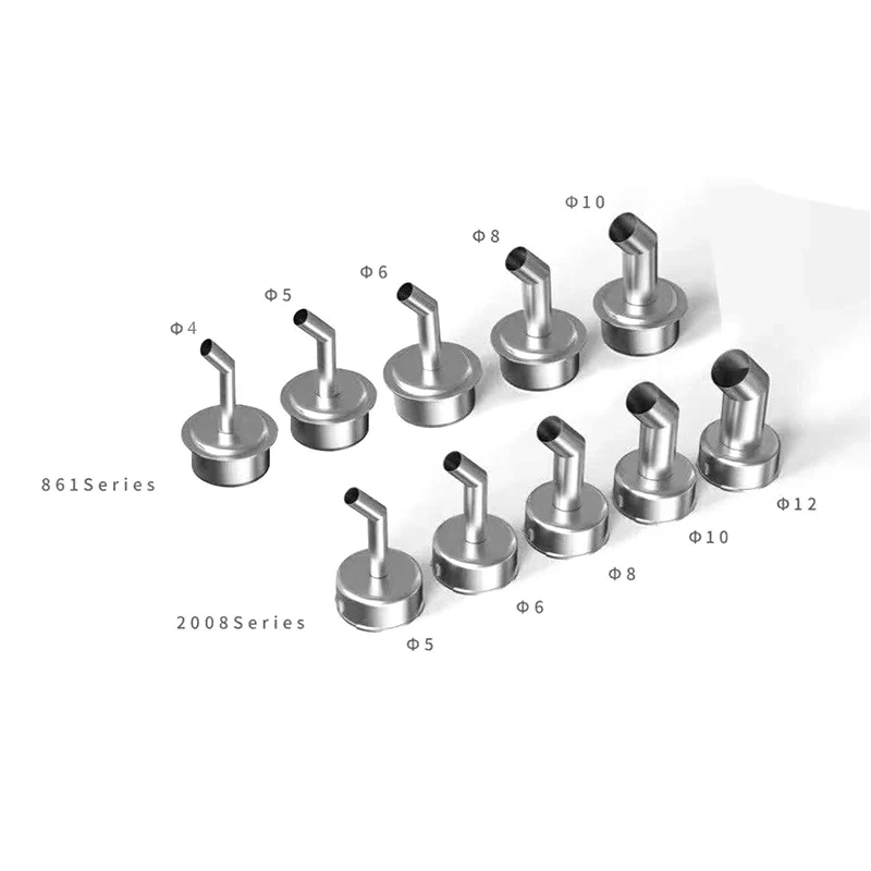 브시보 45 °   빠른 861/2008/850 납땜 스테이션 교체 팁 입 부품 용 경사 곡선 히트 건 노즐 슬리브