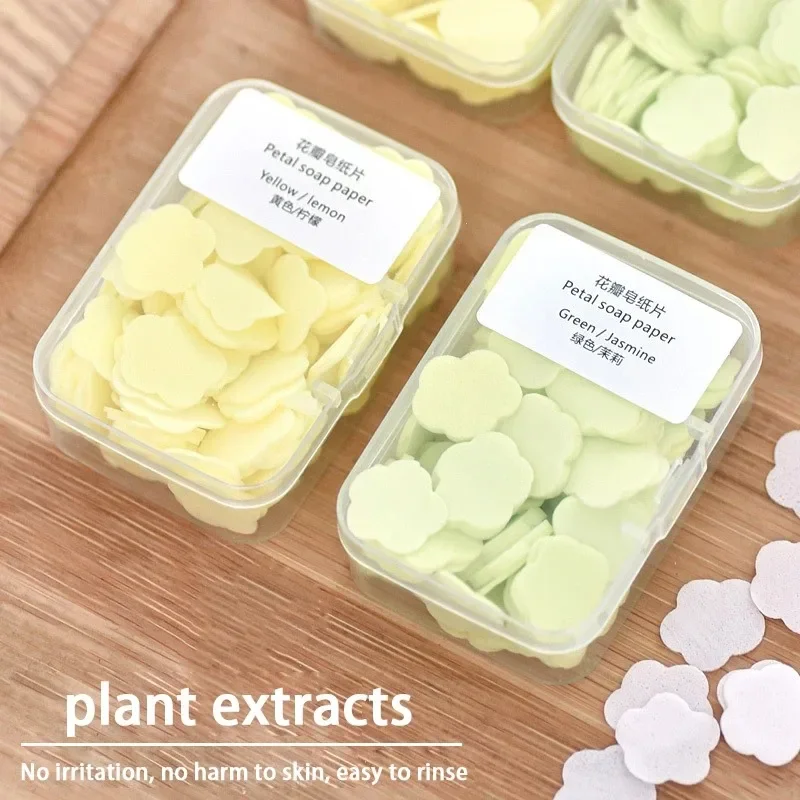 100 pcs/box Portable Disposable Soap Paper Bath Hand Washing Mini Flower Travel Scented Petal Handwashing