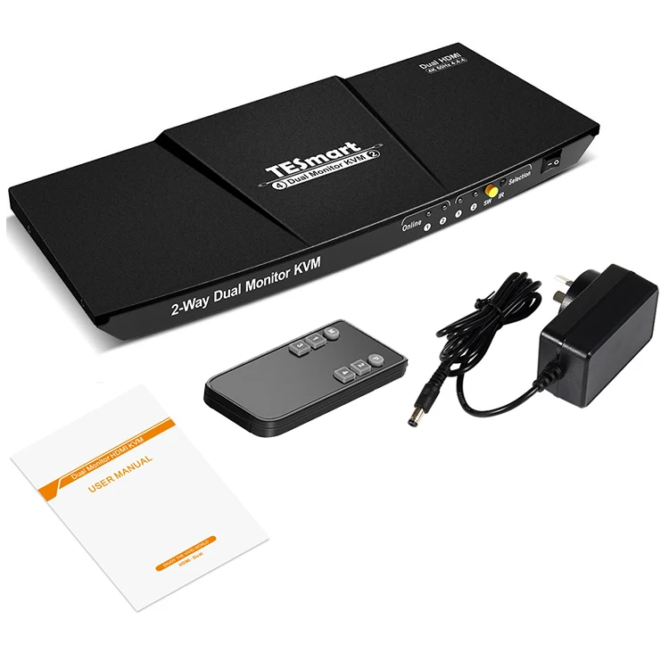 TESmart Interruptor HDMI Remoto Conmutador with Remote 2 4 Ports Dual Monitor 4K HDMI Switch Video Switcher KVM Switches wireless network wifi high definition 5g dual frequency monitoring camera automatic tracking of mobile phone remote monitor