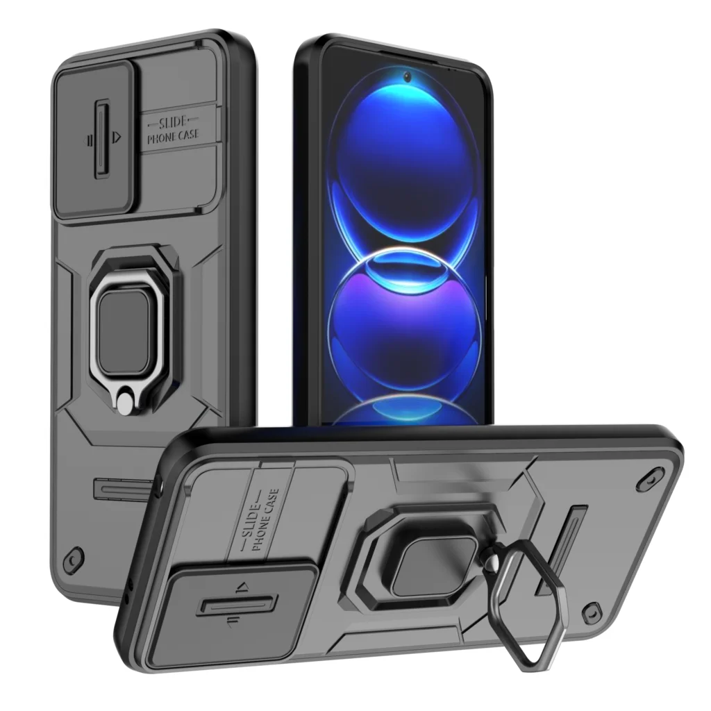 

For Redmi note 12 5G Case Slide Windows Cover Redmi note 12 Coque Fundas Battle Ring Holder Push Lens Back Case Redmi note 12