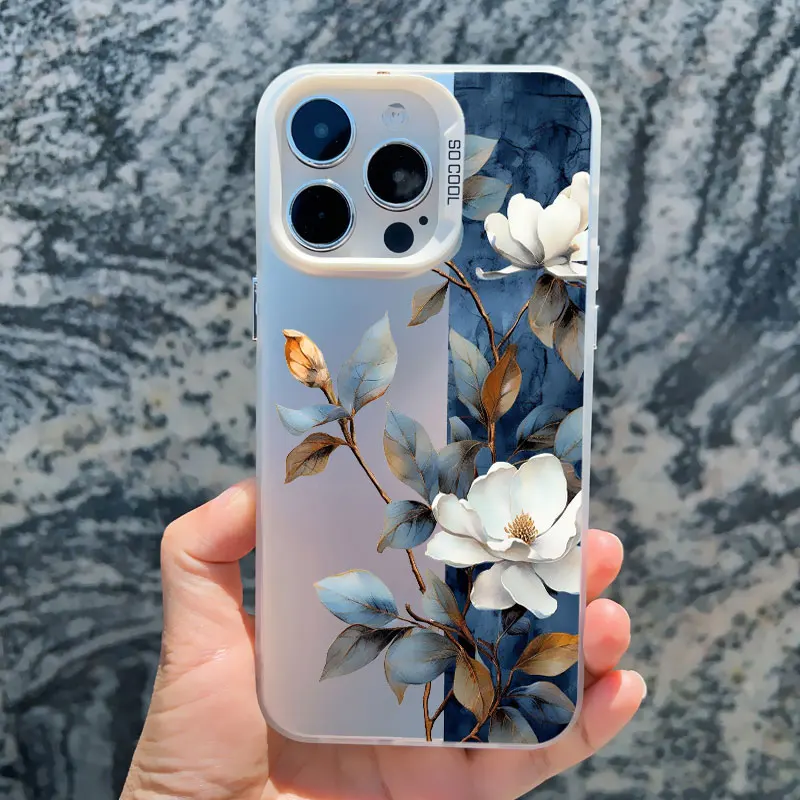 Vintage Elegant Pink Peony Flower Shockproof Laser Phone Case