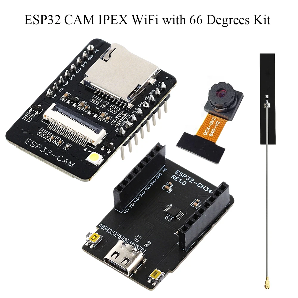 Kit Modulo Fotocamera ESP32 CAM Originale con Antenna Estesa, WiFi 2.4 GHz, Bluetooth, 8MB PSRAM, Modulo Fotocamera OV2640, 66 Gradi, TYPE-C - immagine 6