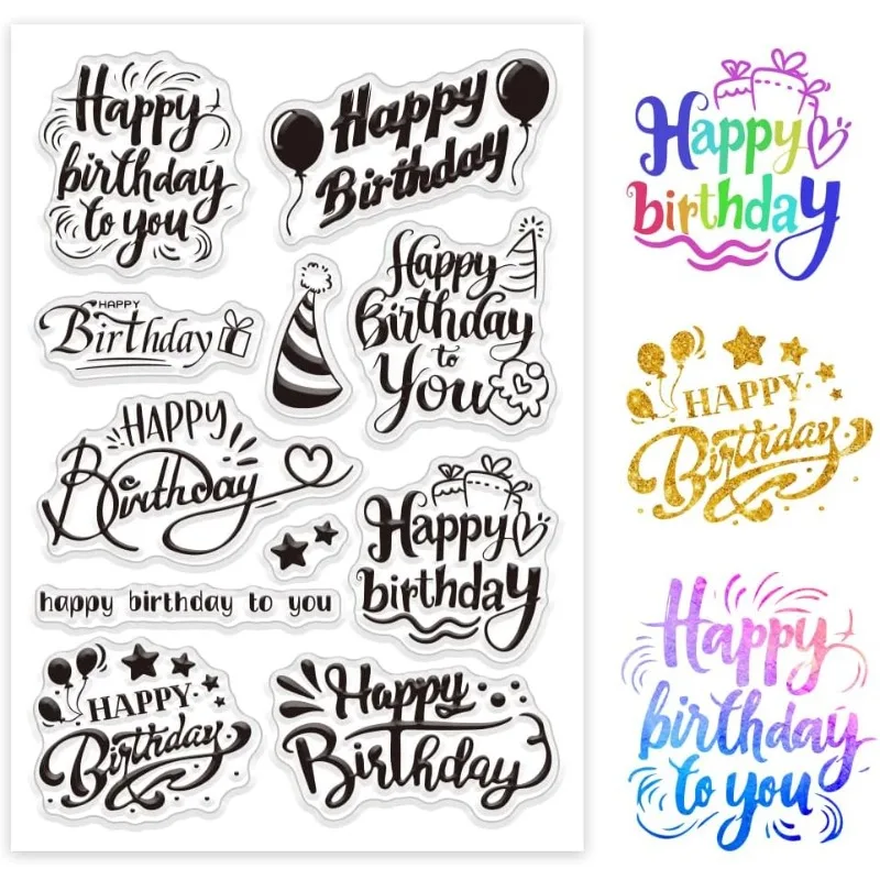 ORIGACH Happy Birthday Stamps And Dies For Card Making Birthday Sentiment Clear Stamps And
