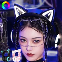 YOWU 3S Wireless Headphones APP Control RGB Lights Original Cute Cat High Quality Earphones Cat HD Microphone Cat Ear Headsets 2
