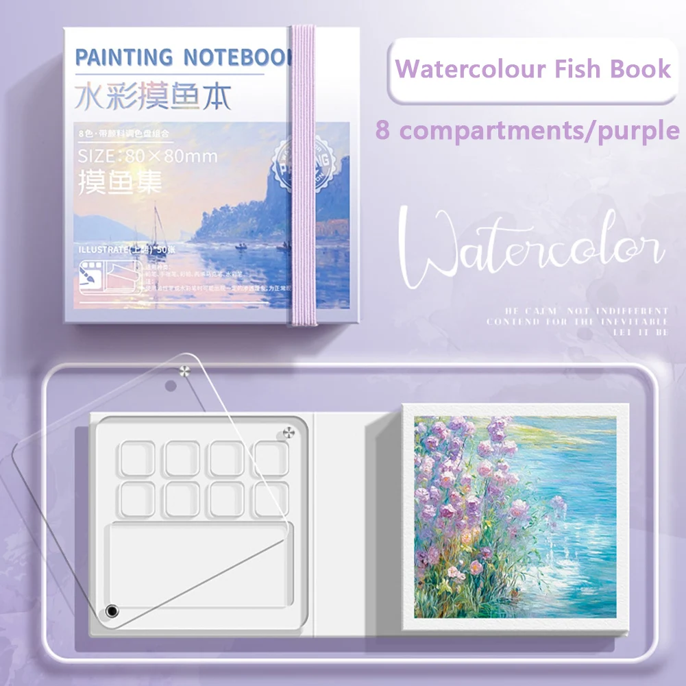 Portable Travel Paint Palette Mini Watercolor Palette Set with Clip Portable Watercolor Set Wooden Grid Paint Box Gift for Kids portable watercolor set