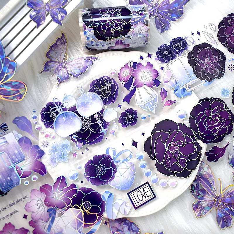 2m/Roll Beautiful Flower Tape Flower Washi Masking Tape Aesthetic Decorative Adhesive Sticker for DIY Scrapbooking Journal Diary