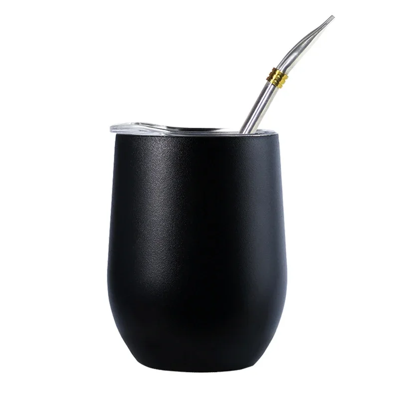 Yerba Mate Cup Yerba Mate Gourd Set Double-Wall Stainless Steel Mate Tea Cup and Bombilla Set Yerba Gourd (Cup) One Bombilla