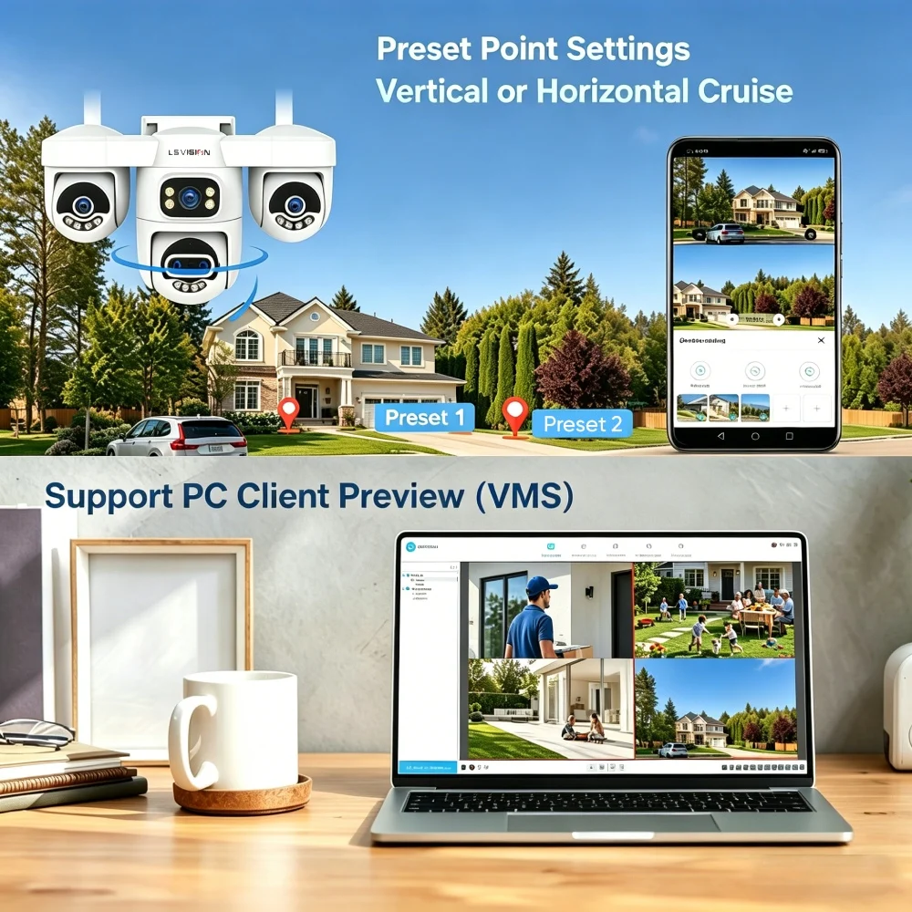 LS VISION 10K 10XOptical Zoom WiFi Outdoor Security Cam 4 Screen Ai Human Decteion WiFi IP Camera Home Surveillance Cameras CCTV 5