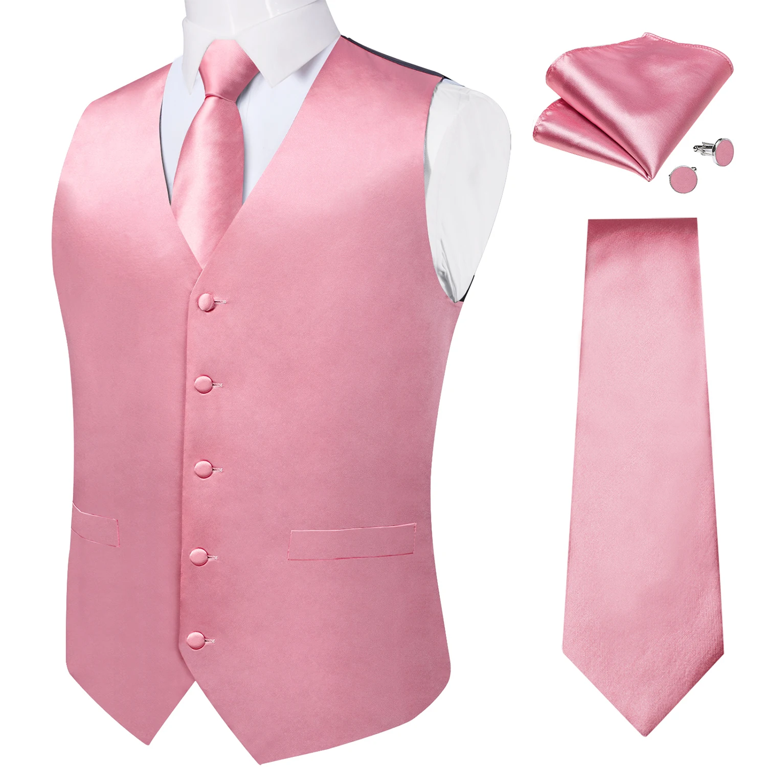 GASSANI - Set con cravatta, gemelli e fazzoletto da taschino, uomo, larghezza 8 cm, tinta unita a righe, elegante effetto seta, 3 pezzi, disponibile in 19 i, Lunghezza della consegna:, Medium