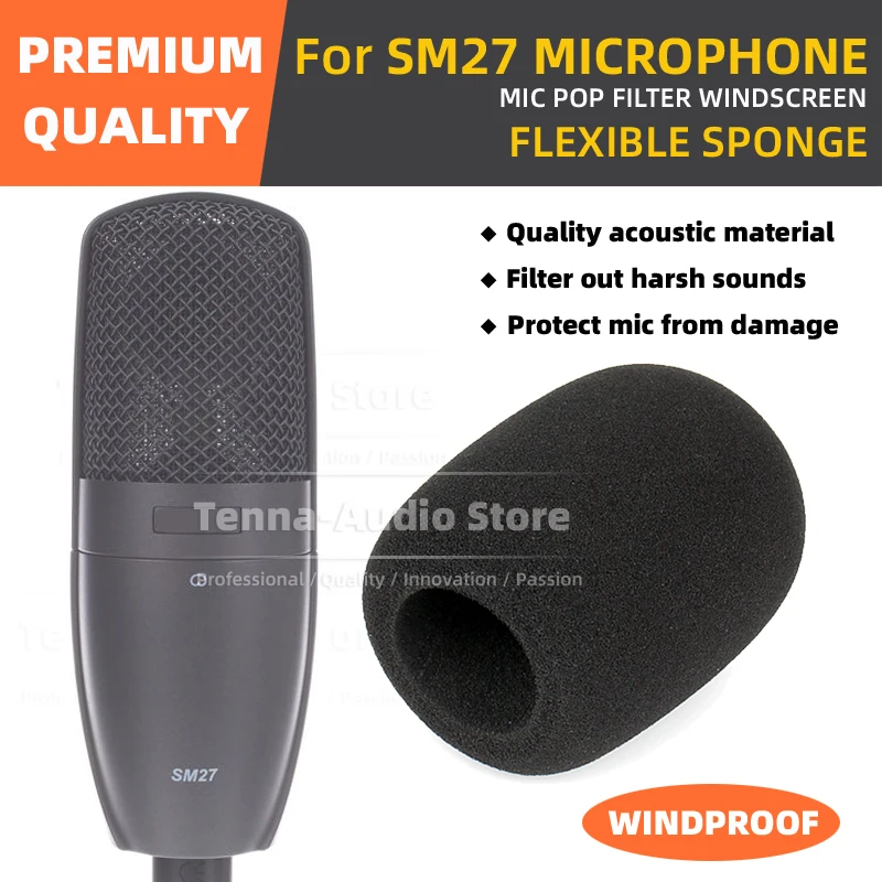 Parabrezza Microfono Spugna Schiuma Antivento Per Shure Sm 27 Sm27 Filtro Pop Parabrezza Mic Cover Noise Insulation Mask Shield