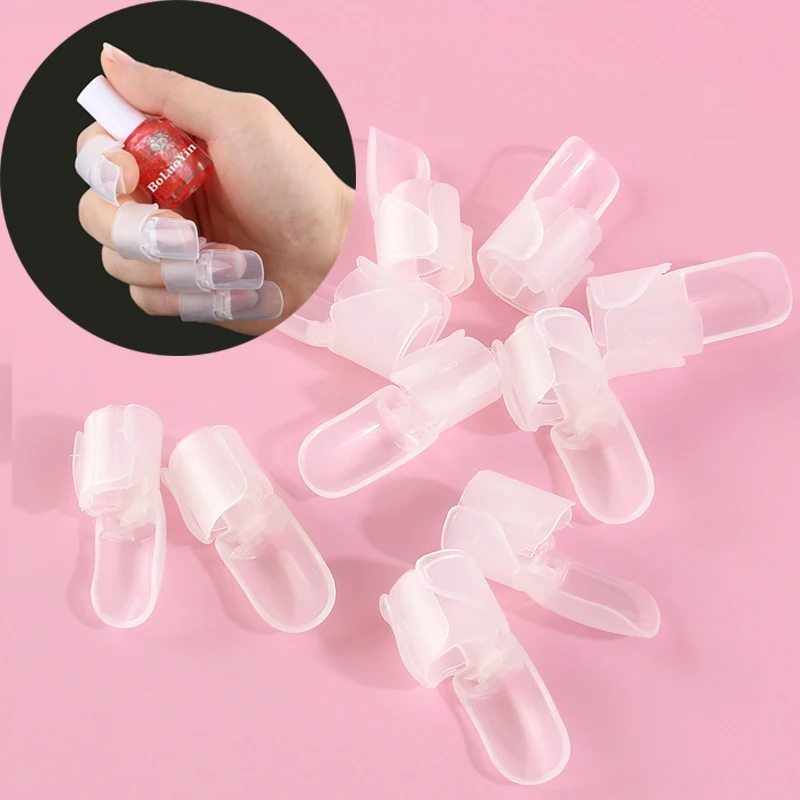 

10pcs/box Transparent Manicure Finger Protective Cover Nails Polish Protection Clip Nail Tips Protector Nail Art Accessories