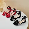 Children Mary Janes for Party Wedding Shows Girls Low Heels Pleated Rhinestones Sandals Classic Kids Princess Shoes PU 2024 New 1