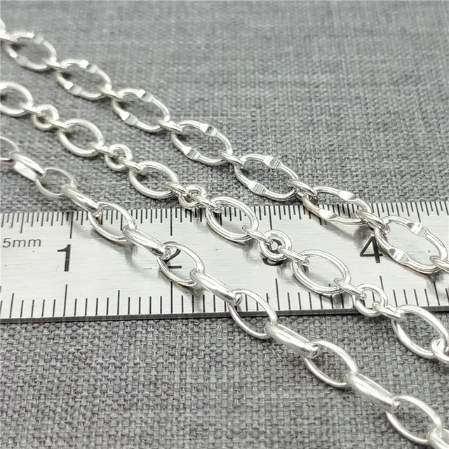 Solid 925 Sterling Silver Oval Cable Chain Bulk Loose Rope Link