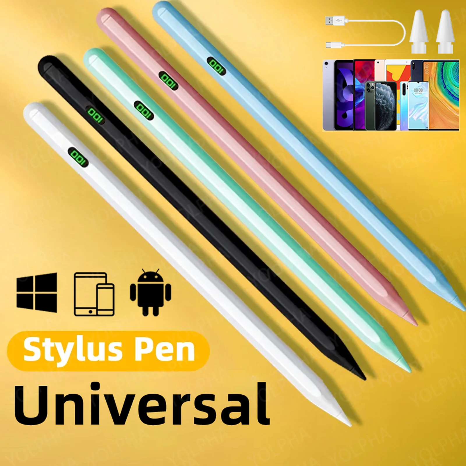 Caneta Stylus Universal com Display Digital Power Caneta Touch Acessórios para Apple Pencil Android