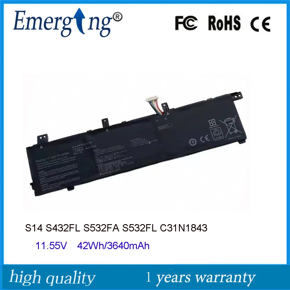 

11.55V 42Wh C31N1843 Laptop Battery For ASUS VivoBook S14 S432FA S432FL S15 S532 3ICP5/58/78